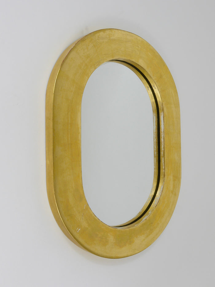 Carl Aubock Gold-Plated Midcentury Minimalist Wall Mirror, Vienna, Austria, 1960
