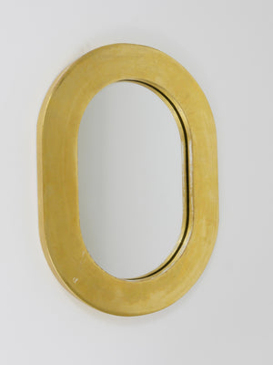 Carl Aubock Gold-Plated Midcentury Minimalist Wall Mirror, Vienna, Austria, 1960