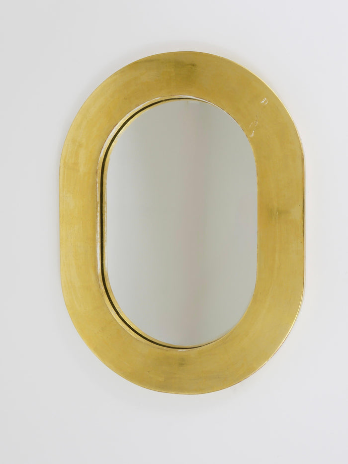 Carl Aubock Gold-Plated Midcentury Minimalist Wall Mirror, Vienna, Austria, 1960