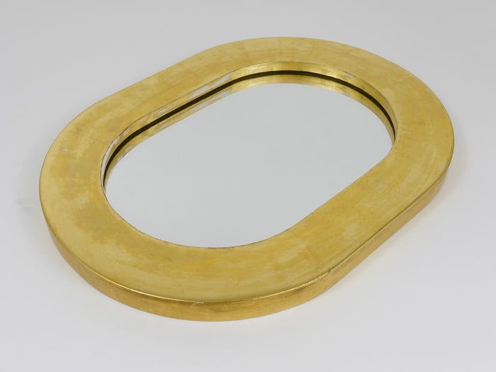 Carl Aubock Gold-Plated Midcentury Minimalist Wall Mirror, Vienna, Austria, 1960
