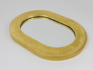 Carl Aubock Gold-Plated Midcentury Minimalist Wall Mirror, Vienna, Austria, 1960