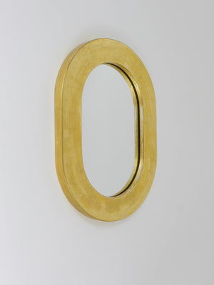 Carl Aubock Gold-Plated Midcentury Minimalist Wall Mirror, Vienna, Austria, 1960