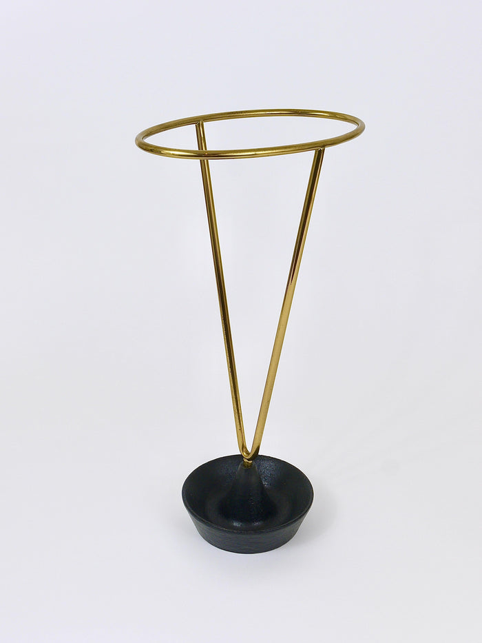 Carl Auböck Mid-Century Brass and Cast Iron Umbrella Stand, Austria, 1950s