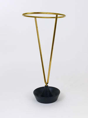 Carl Auböck Mid-Century Brass and Cast Iron Umbrella Stand, Austria, 1950s