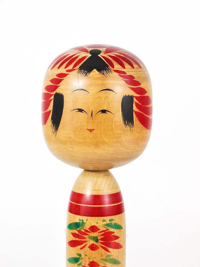 Decorative Togatta Kokeshi Doll Sculpture from Northern Japan, Hand-Painted