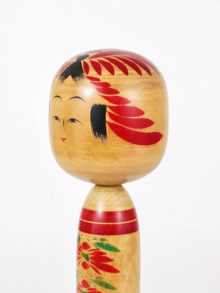 Decorative Togatta Kokeshi Doll Sculpture from Northern Japan, Hand-Painted