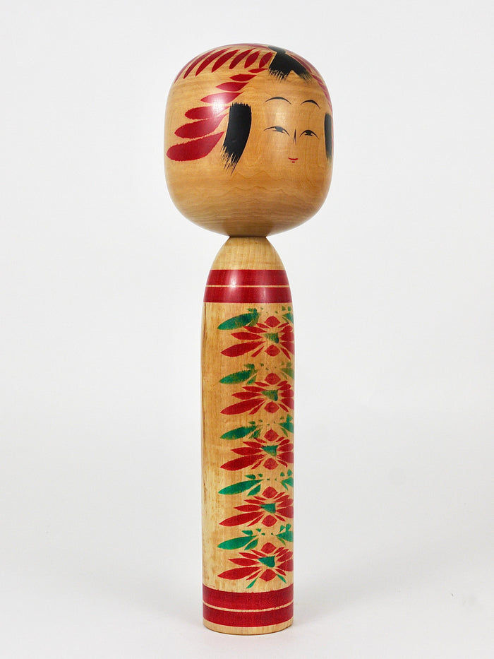 Decorative Togatta Kokeshi Doll Sculpture from Northern Japan, Hand-Painted