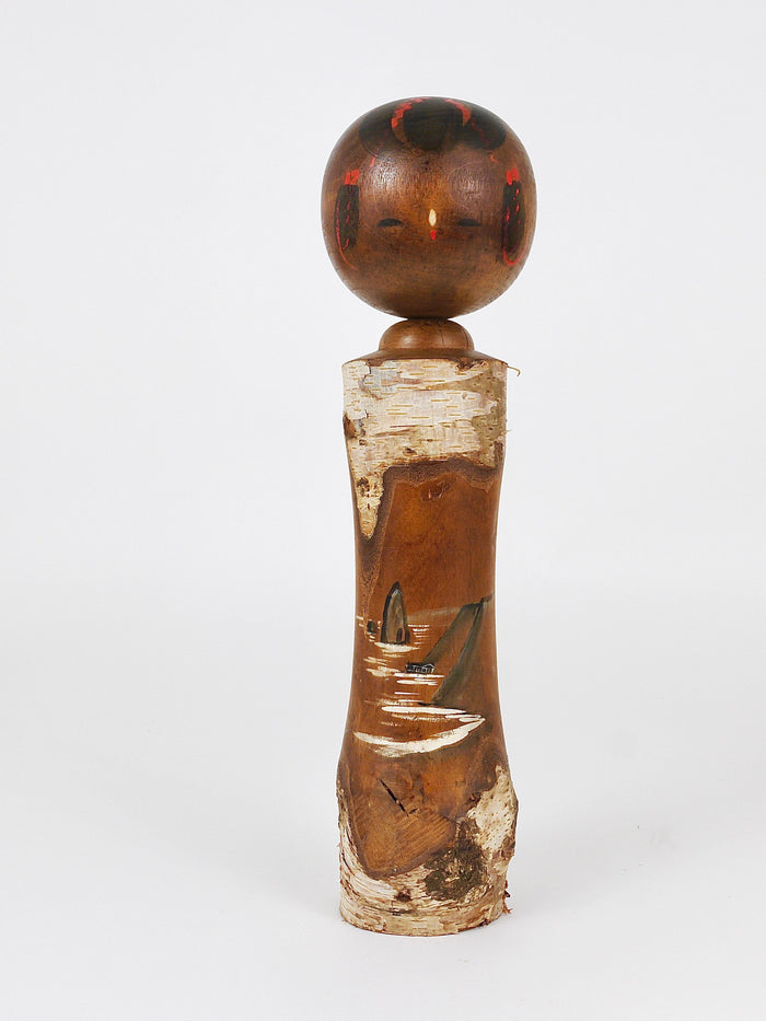 Decorative Kokeshi Doll Sculpture from Northern Japan, Hand-Painted