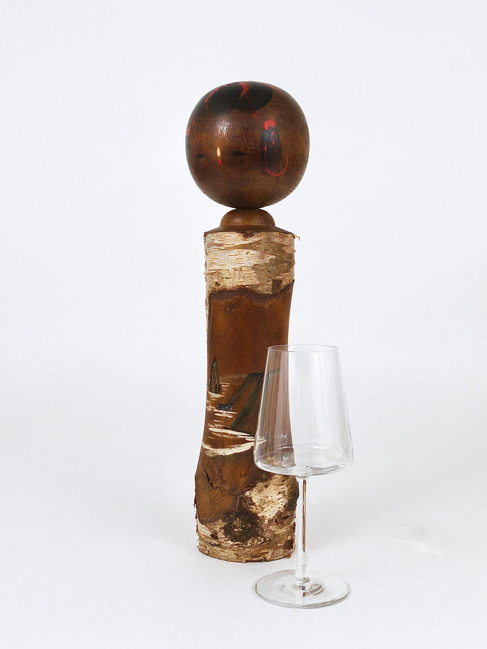 Decorative Kokeshi Doll Sculpture from Northern Japan, Hand-Painted