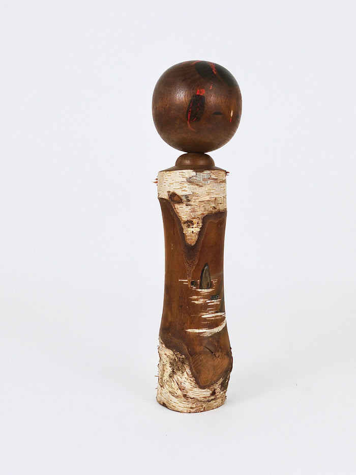 Decorative Kokeshi Doll Sculpture from Northern Japan, Hand-Painted
