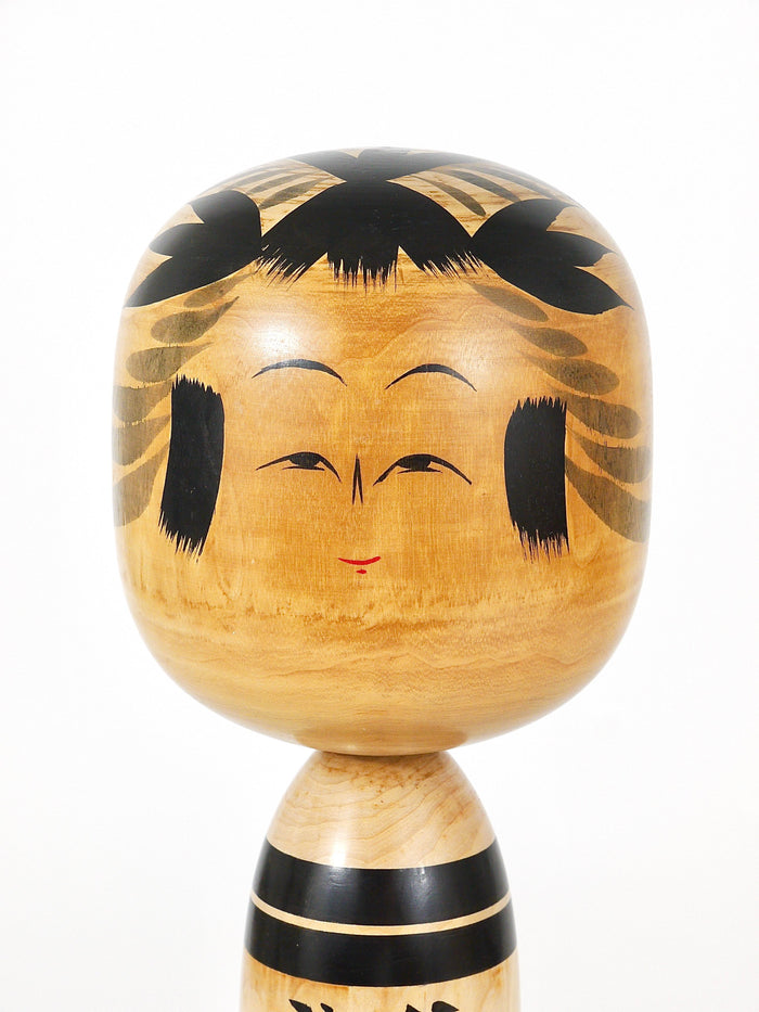Decorative Togatta Kokeshi Doll Sculpture from Northern Japan, Hand-Painted