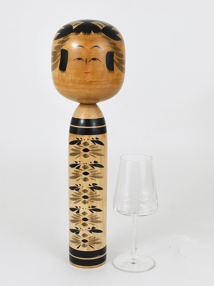 Decorative Togatta Kokeshi Doll Sculpture from Northern Japan, Hand-Painted