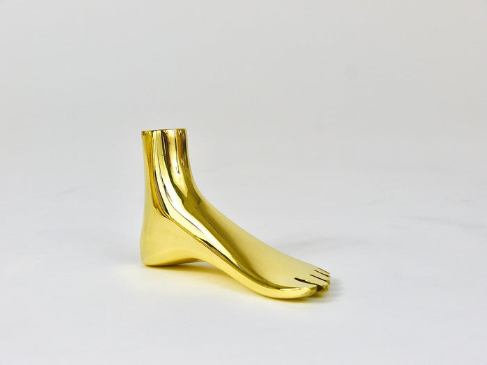 Signed Carl Auböck Midcentury Brass Foot Paperweight Handmade Sculpture