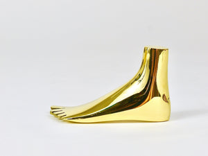 Signed Carl Auböck Midcentury Brass Foot Paperweight Handmade Sculpture