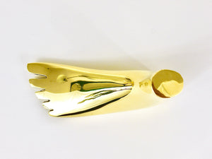 Signed Carl Auböck Midcentury Brass Foot Paperweight Handmade Sculpture