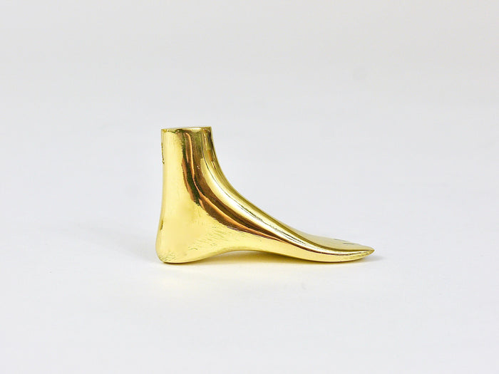 Signed Carl Auböck Midcentury Brass Foot Paperweight Handmade Sculpture