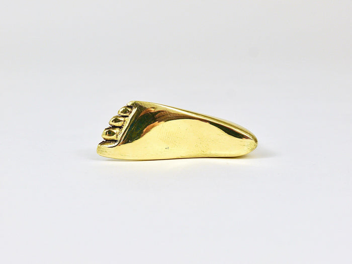 Signed Carl Auböck Midcentury Brass Foot Paperweight Handmade Sculpture