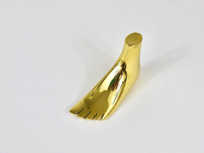 Signed Carl Auböck Midcentury Brass Foot Paperweight Handmade Sculpture