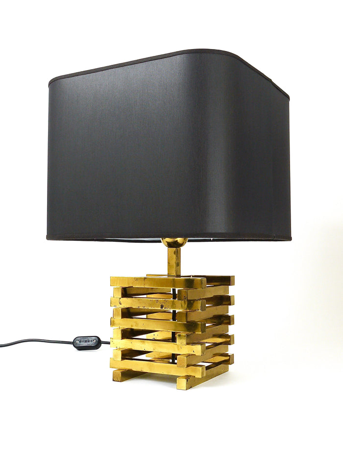 Pair Romeo Rega Midcentury Brass Table Lamps, Italy, 1970s