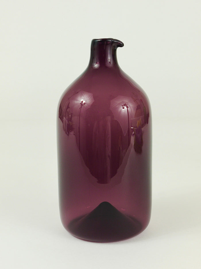 Signed Purple Timo Sarpaneva Pullo Bird Bottle Glass Vase, Iittala, Finland