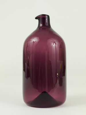 Signierte violette Timo Sarpaneva Pullo Vogel-Flaschenglasvase, Iittala, Finnland
