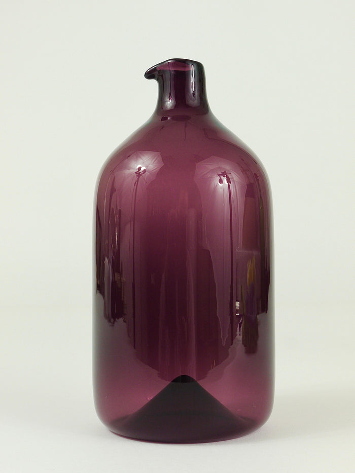 Signed Purple Timo Sarpaneva Pullo Bird Bottle Glass Vase, Iittala, Finland