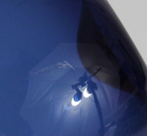 Signed Blue Timo Sarpaneva Pullo Bird Bottle Glass Vase, Iittala, Finland, 1950s