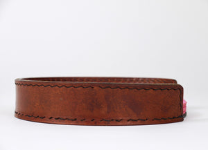 Portanotas Mid-Century Carl Auböck de cuero marrón y beige, Austria, años 50