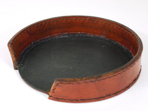Portanotas Mid-Century Carl Auböck de cuero marrón y beige, Austria, años 50