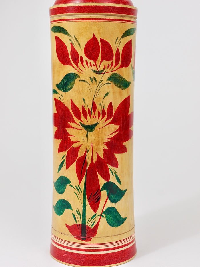 Decorative Naruko Kokeshi Doll Sculpture from Northern Japan, Hand-Painted