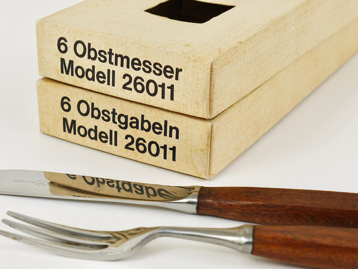 Boxed Amboss Mid-Century 6 Knives And 6 Forks, Flatware Cutlery, Austria, 1950s