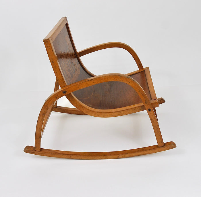 Bauhaus Childrens`Bentwood Rocking Chair Brockhage Andrä Era, Germany, 1950s