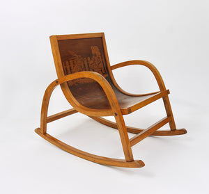Mecedora infantil de madera curvada Bauhaus, época Brockhage Andrä, Alemania, años 50