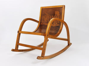 Mecedora infantil de madera curvada Bauhaus, época Brockhage Andrä, Alemania, años 50