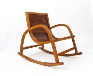 Mecedora infantil de madera curvada Bauhaus, época Brockhage Andrä, Alemania, años 50