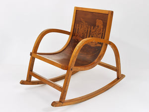 Mecedora infantil de madera curvada Bauhaus, época Brockhage Andrä, Alemania, años 50