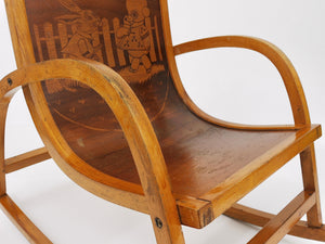Mecedora infantil de madera curvada Bauhaus, época Brockhage Andrä, Alemania, años 50