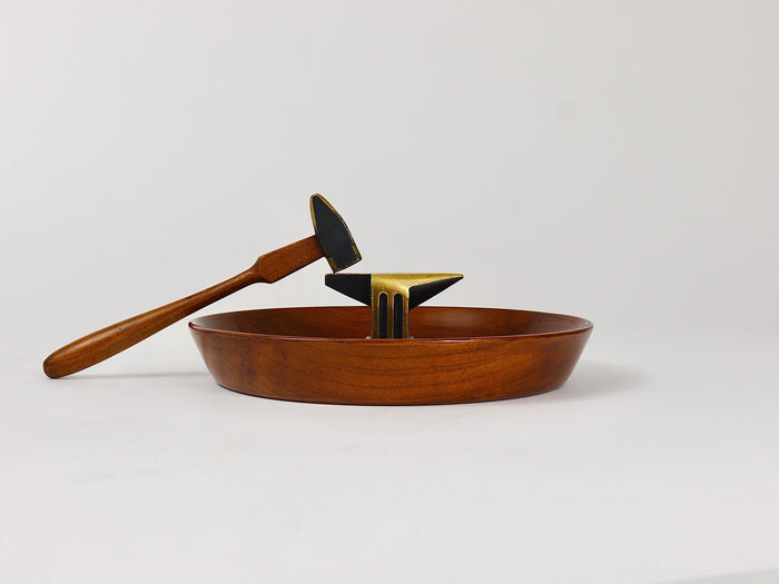 Midcentury Nut Cracker Bowl, Hammer & Anvil by Richard Rohac, Austria, 1950s