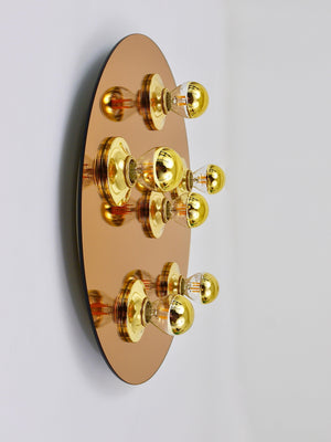 Fontana Arte Style Gold Bronze Mirror Glass Flush Mount or Sconce, Italy, 1970s