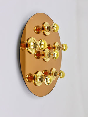 Fontana Arte Style Gold Bronze Mirror Glass Flush Mount or Sconce, Italy, 1970s