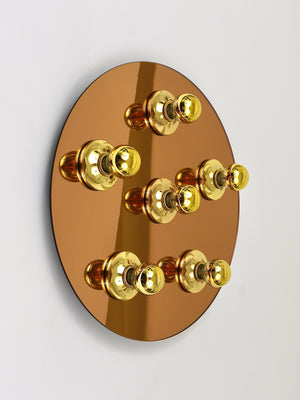 Fontana Arte Style Gold Bronze Mirror Glass Flush Mount or Sconce, Italy, 1970s