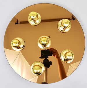 Fontana Arte Style Gold Bronze Mirror Glass Flush Mount or Sconce, Italy, 1970s