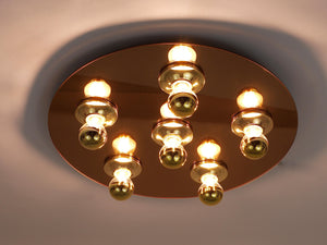 Fontana Arte Style Gold Bronze Mirror Glass Flush Mount or Sconce, Italy, 1970s