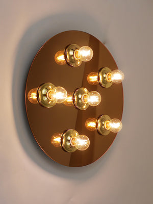 Fontana Arte Style Gold Bronze Mirror Glass Flush Mount or Sconce, Italy, 1970s
