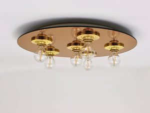 Fontana Arte Style Gold Bronze Mirror Glass Flush Mount or Sconce, Italy, 1970s