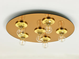 Fontana Arte Style Gold Bronze Mirror Glass Flush Mount or Sconce, Italy, 1970s