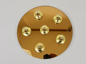 Fontana Arte Style Gold Bronze Mirror Glass Flush Mount or Sconce, Italy, 1970s