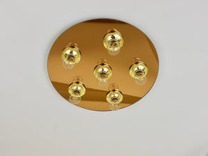 Fontana Arte Style Gold Bronze Mirror Glass Flush Mount or Sconce, Italy, 1970s