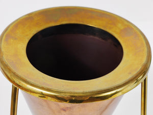 Raro cenicero de pie con trípode de cobre y latón, Carl Auböck