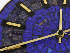 Horloge murale ronde moderniste en mosaïque bleue « Europa »